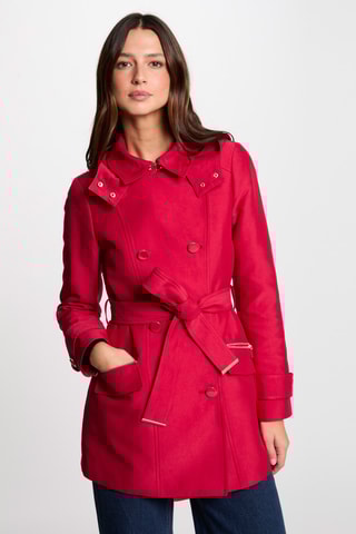 Trench à capuche - Rouge