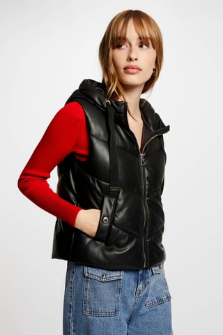 Doudoune sans manches à capuche - Noir