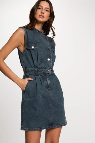 Robe droite en jean - Multicolore