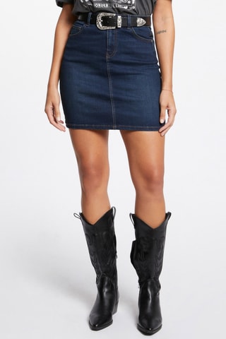 Jupe droite en jean taille haute - Bleu