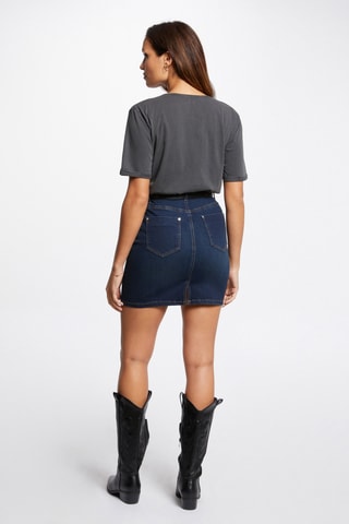 Jupe droite en jean taille haute - Bleu