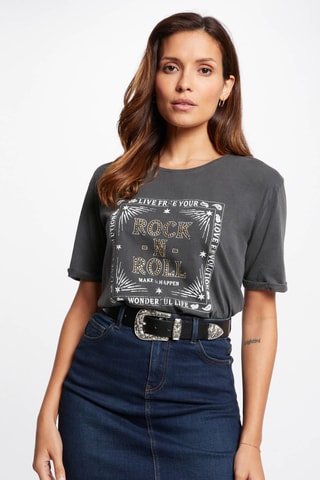 Jupe droite en jean taille haute - Bleu