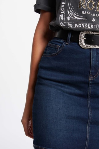 Jupe droite en jean taille haute - Bleu