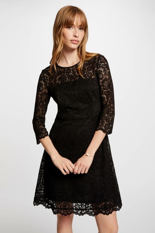 Robe patineuse en dentelle - Noir