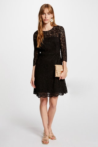 Robe patineuse en dentelle - Noir