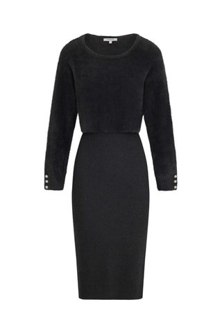 Robe midi bi-matière - Gris