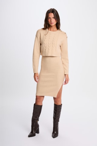 Robe trompe-l’œil  - Beige