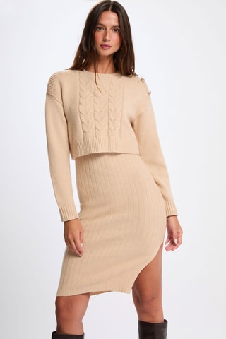 Robe trompe-l’œil  - Beige