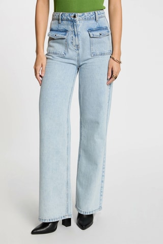 Jean large taille haute - Bleu