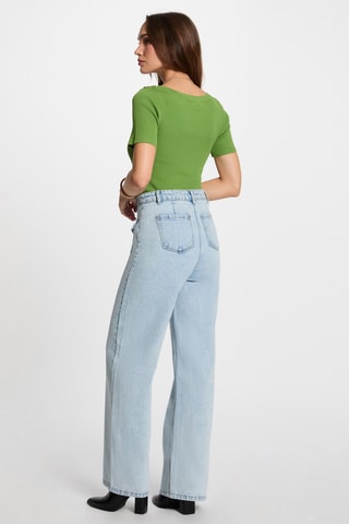 Jean large taille haute - Bleu