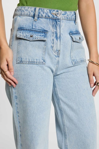 Jean large taille haute - Bleu