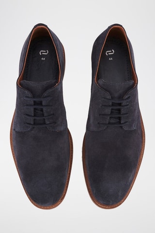 Derbys en croûte de cuir d’agneau - Bleu foncé