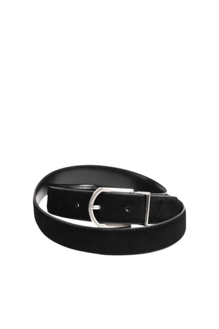 Ceinture réversible en croûte de cuir - Noir