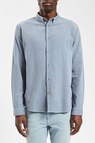 Chemise regular en velours - Ciel