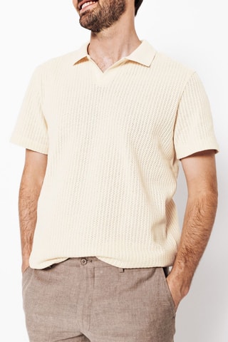 Polo regular en coton biologique - Ecru