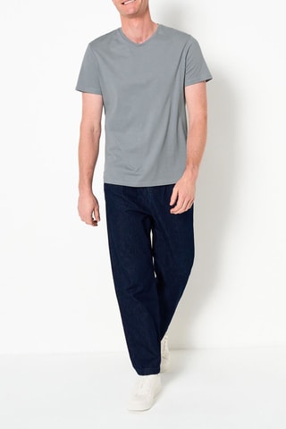 T-shirt slim en coton biologique - Bleu-gris