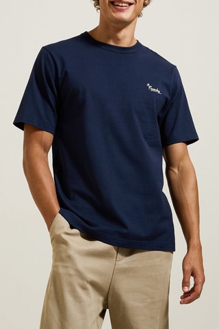 T-shirt regular en coton biologique - Bleu foncé