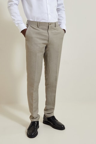 Pantalon de costume slim en lin - Beige