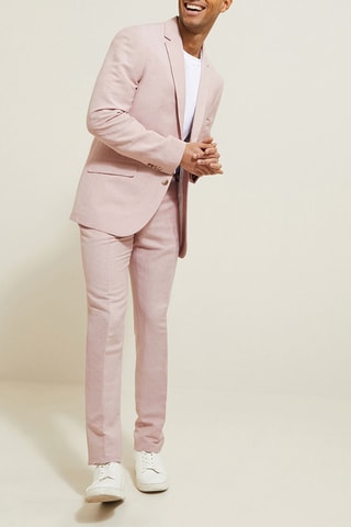 Pantalon de costume slim en lin - Rose