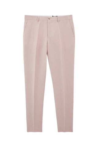Pantalon de costume slim en lin - Rose