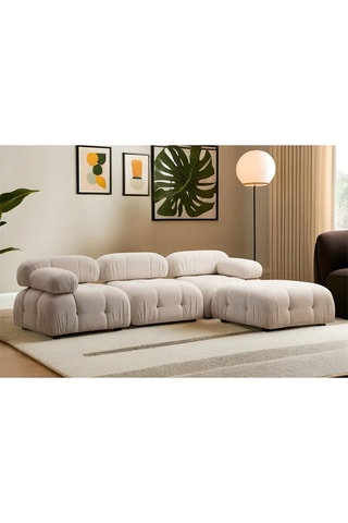 Canapé d’angle droit modulable en hêtre Bubble - Crème - 4 places - Revêtement en tissu