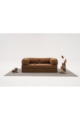Canapé modulable convertible Comfort - Marron - 3 places - En tissu chenille