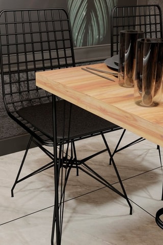 Table et 4 chaises Imitation chêne et noir - 120 x 75 x 60 cm