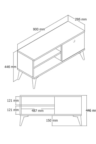 Meuble TV 1 abattant - 90 x 15 x 29,5 cm