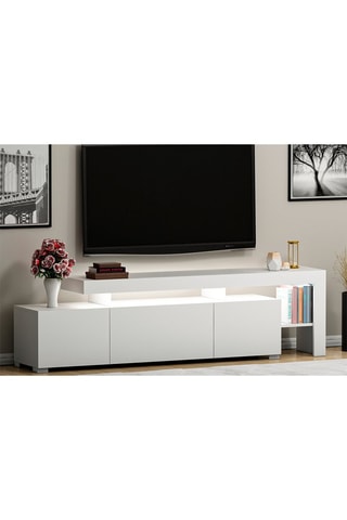 Meuble TV 2 portes et abattant - 192 x 53 x 37 cm