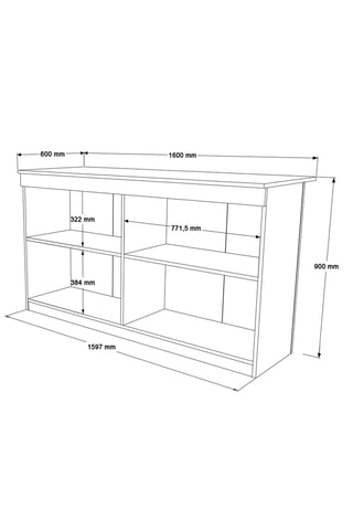 Ilot de cuisine 4 portes OR1 - 160 x 90 x 60 cm