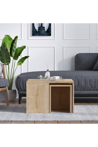 Table basse et 4 tables d'appoint Ortanca - 60 x 60 x 37 cm/30 x 32 x 25 cm