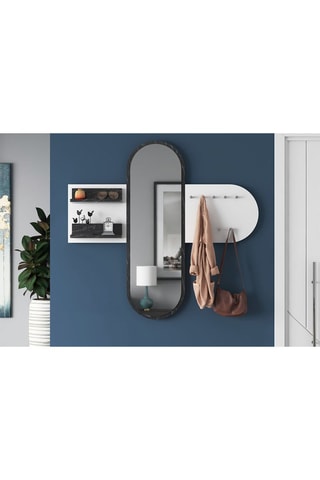 Vestiaire d'entrée avec miroir - 125 x 120 x 12 cm