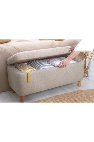 Banc-coffre Rocio - Beige - Toucher velours