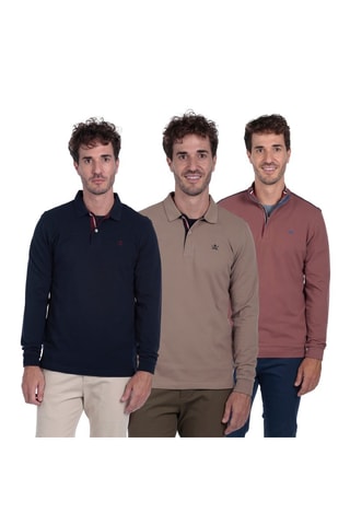 3 polos regular - Bleu marine et taupe
