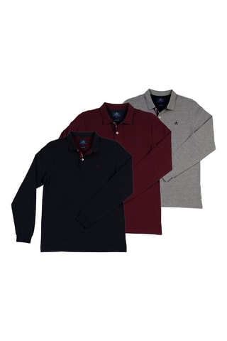 3 polos - Noir, bordeaux et gris