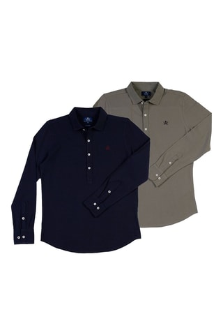 2 polos - Bleu marine et kaki