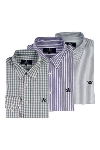 3 chemises - Gris clair, indigo et vert