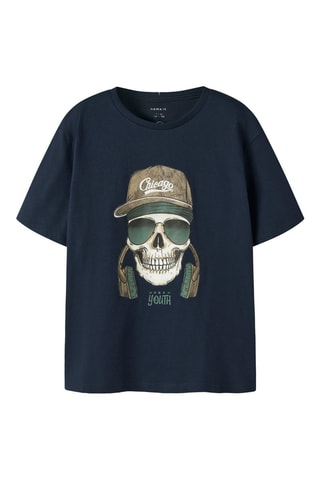 Camiseta de algodón orgánico - Azul marino - Name It Kids