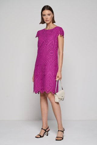 Robe droite en broderie anglaise - Violet