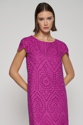Robe droite en broderie anglaise - Violet