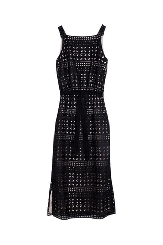 Robe midi en broderie anglaise - Noir