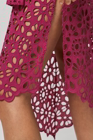 Robe midi en broderie anglaise - Fuchsia