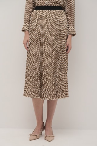 Jupe midi taille haute - Beige