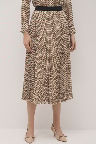 Jupe midi taille haute - Beige