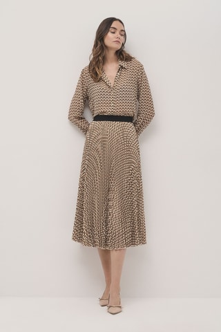 Jupe midi taille haute - Beige