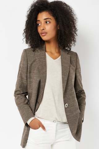 Blazer en laine et lin - Marron chiné
