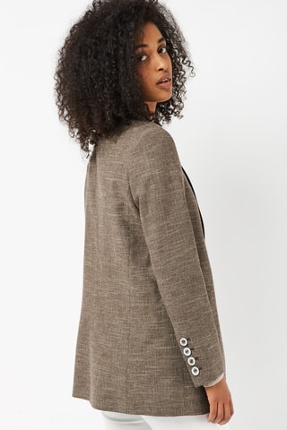 Blazer en laine et lin - Marron chiné