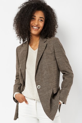 Blazer en laine et lin - Marron chiné