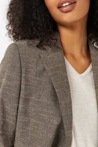 Blazer en laine et lin - Marron chiné