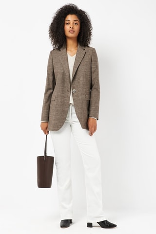 Blazer en laine et lin - Marron chiné